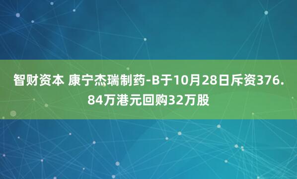 智财资本 康宁杰瑞制药-B于10月28日斥资376.84万港元回购32万股